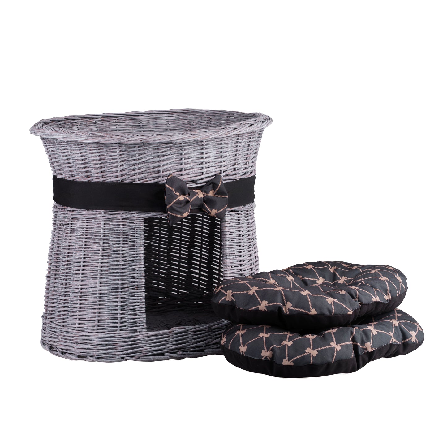 Erif wiklinowy domek dla kota z poduszkami, dwupoziomowy TheWickerStories