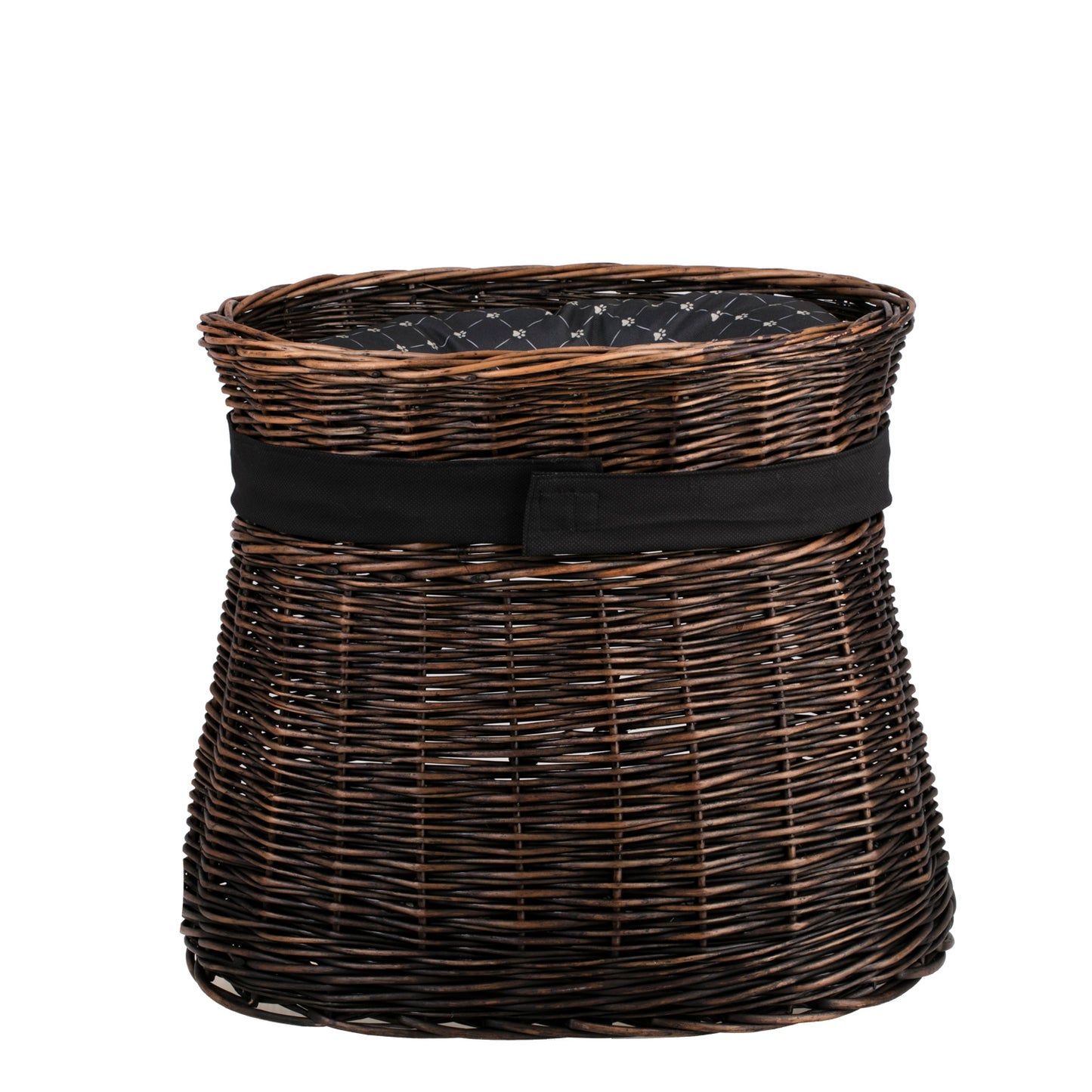 Erif wiklinowy domek dla kota z dwiema kondygnacjami, z poduszkami i kokardą TheWickerStories