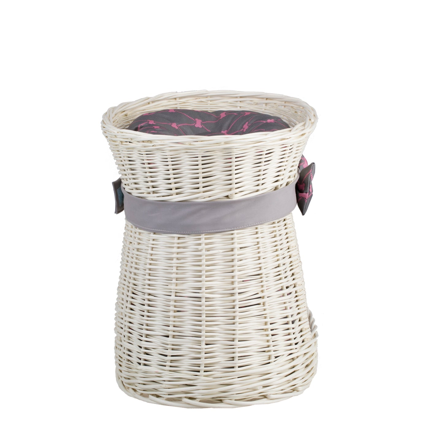 Erif wiklinowy domek dla kota z poduszkami i kokardą, dwupoziomowy TheWickerStories