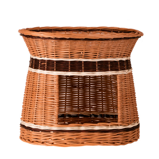 Erif wiklinowy domek dla kota z dwoma poziomami i tarasem, bez poduszki TheWickerStories