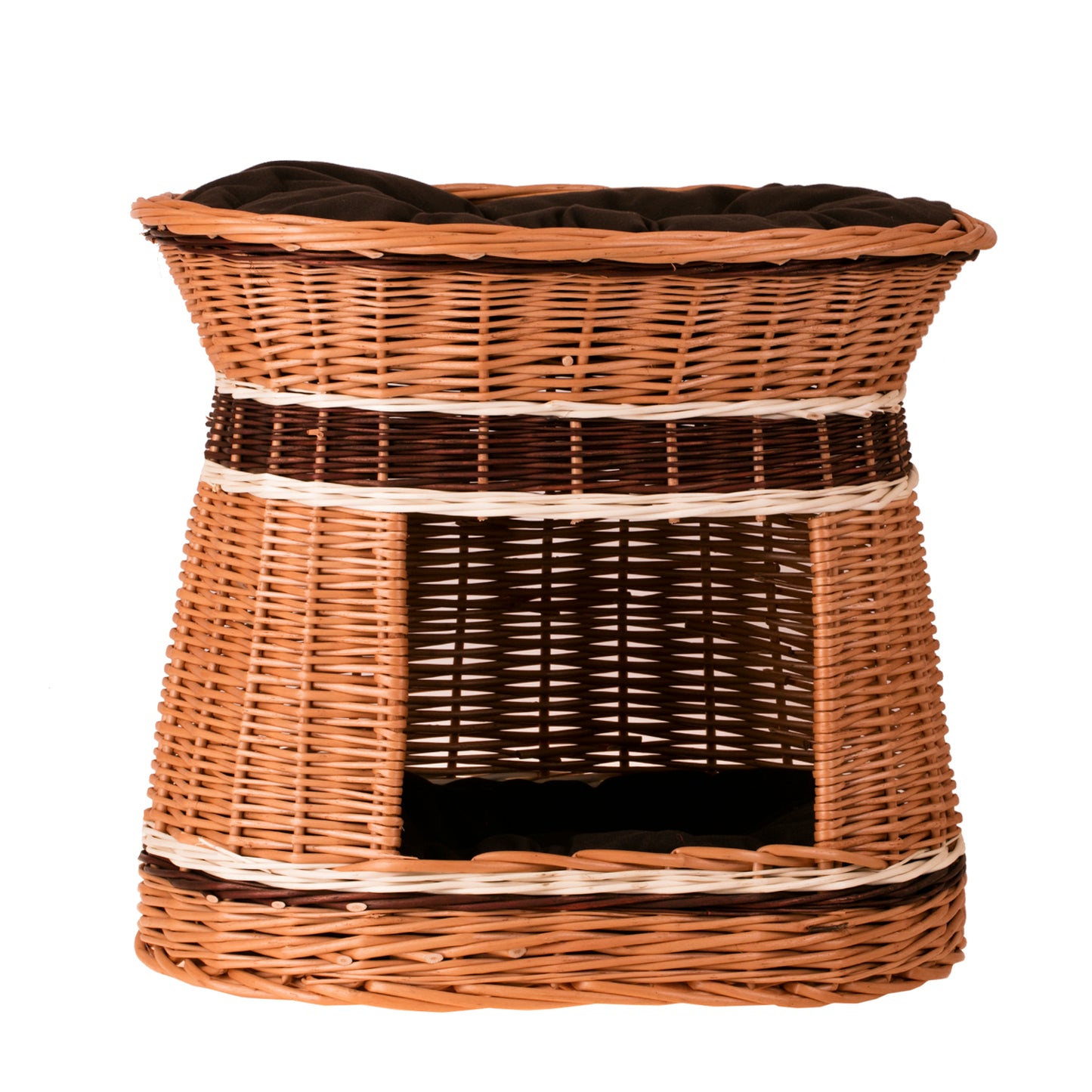 Erif wiklinowy domek dla kota i małego psa z dwoma poduszkami TheWickerStories