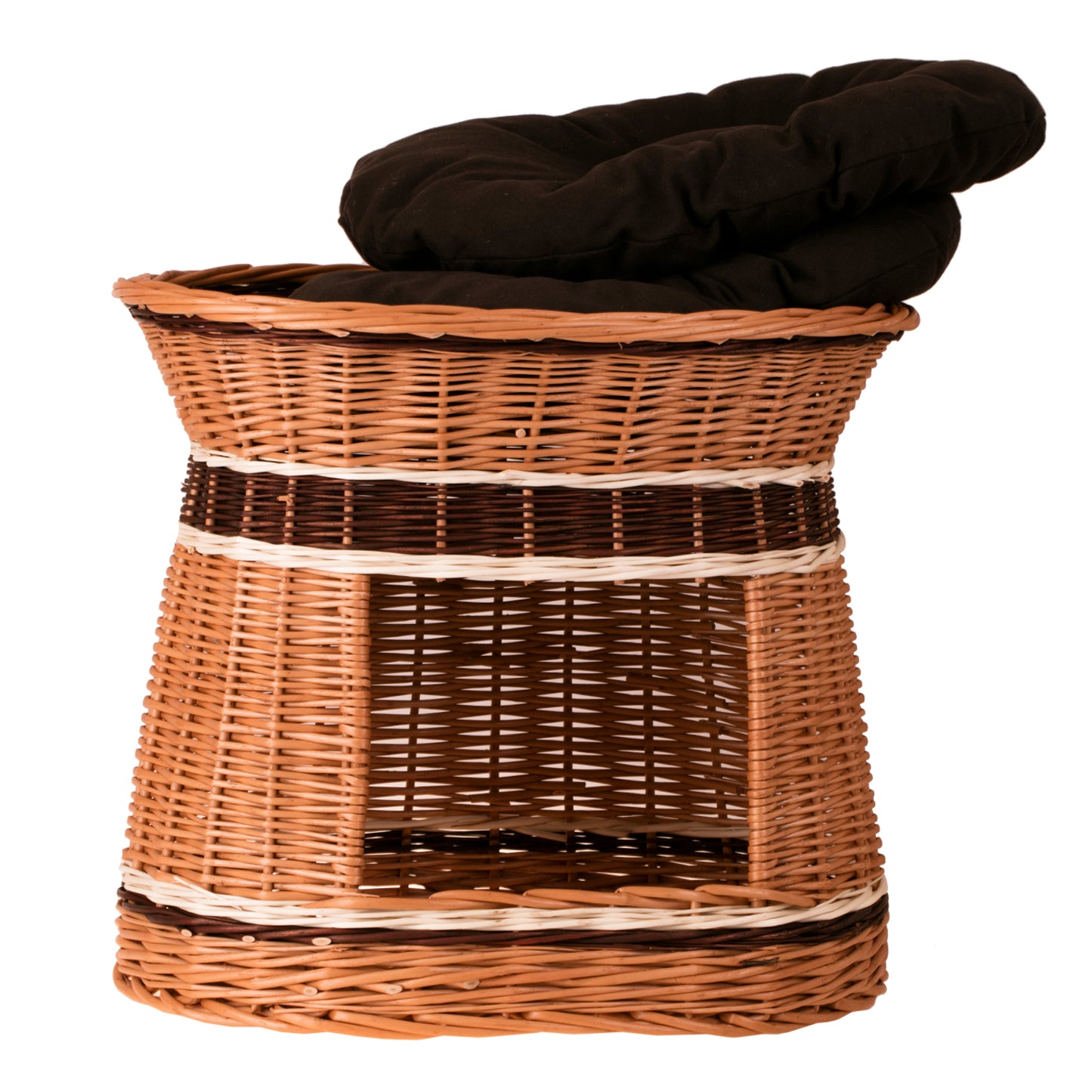 Erif wiklinowy domek dla kota i małego psa z dwoma poduszkami TheWickerStories