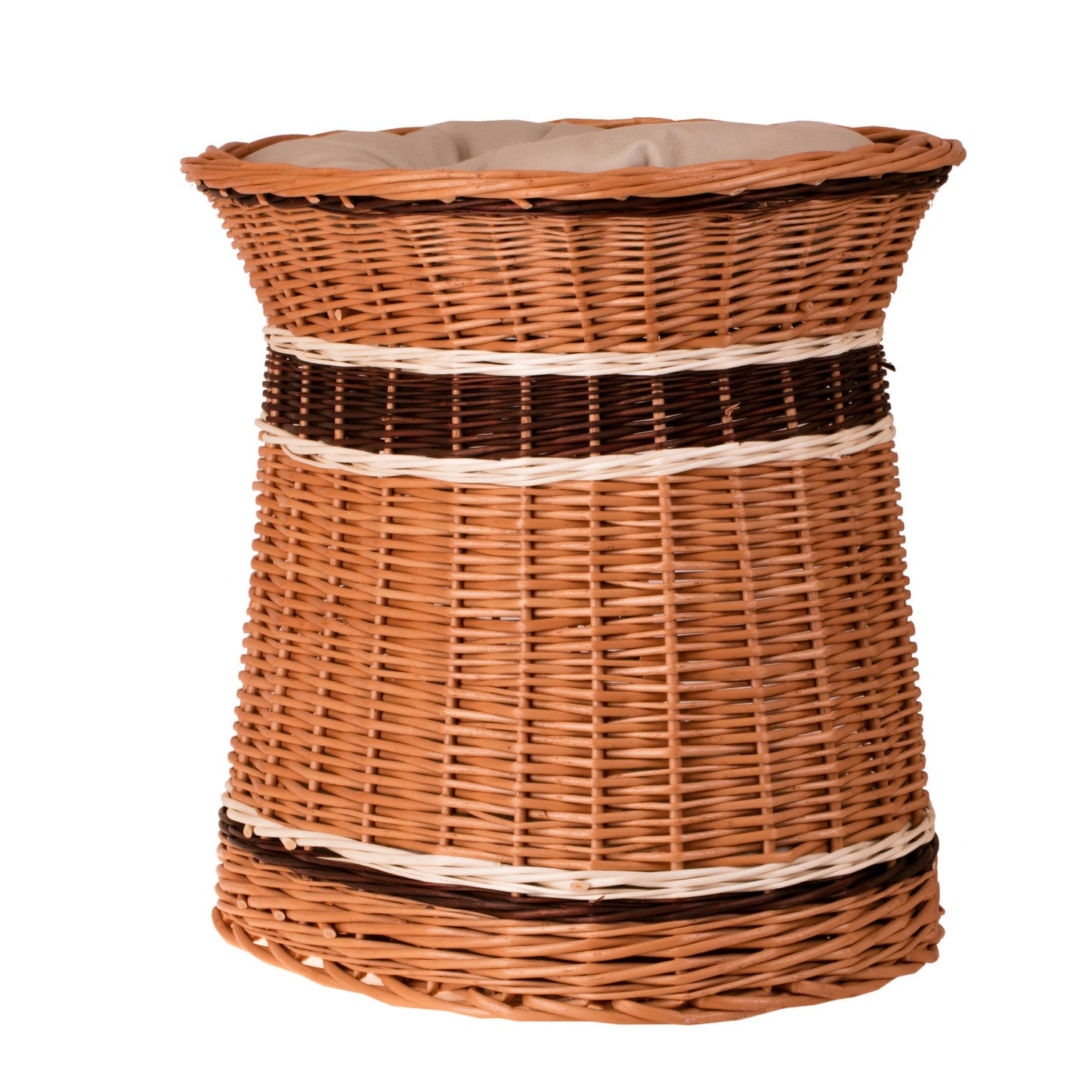 Erif wiklinowy domek dla kota i małego psa z dwoma poduszkami i legowiskiem na dachu TheWickerStories