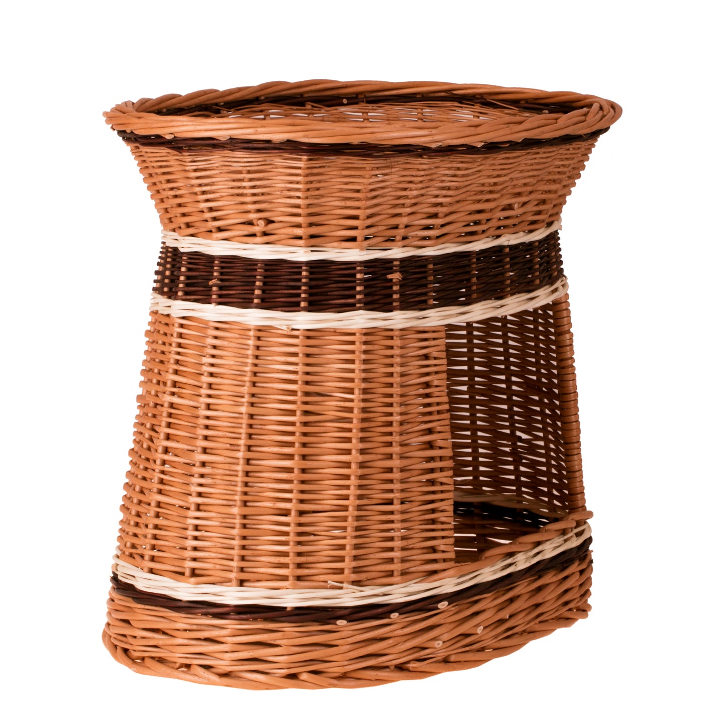 Erif wiklinowy domek dla kota z dwoma poziomami i tarasem, bez poduszki TheWickerStories