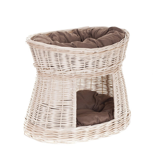 Erif wiklinowy domek dla kota z poduszkami, dwupoziomowy TheWickerStories