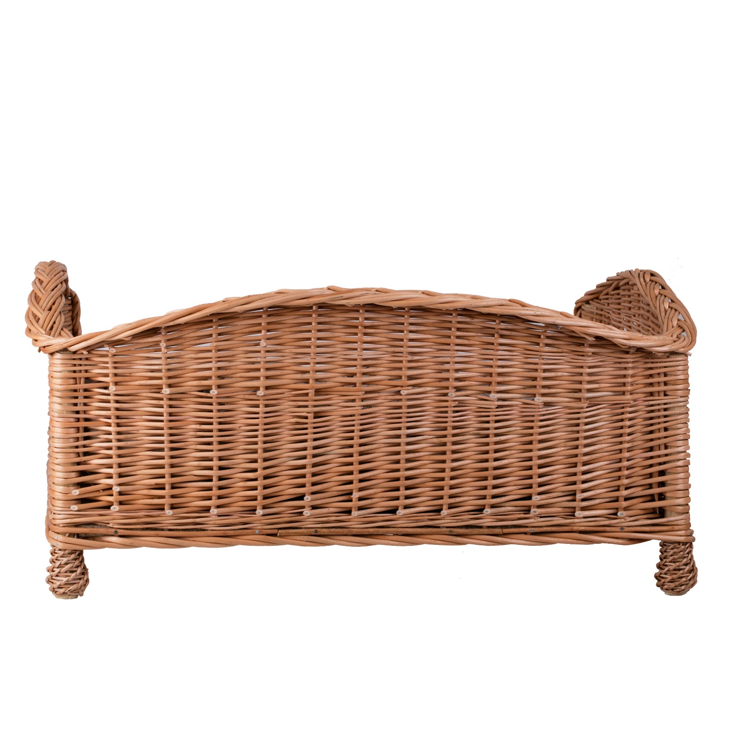 Erivia wiklinowe legowisko dla psa i kota z szarą poduszką i obniżonym wejściem TheWickerStories