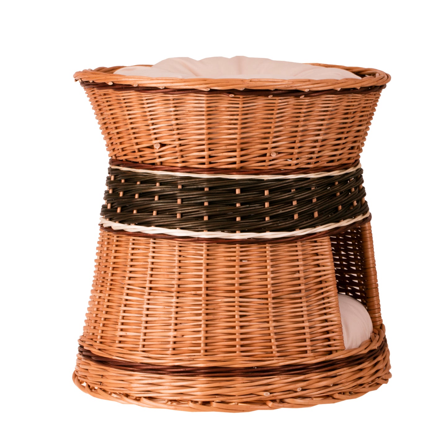 Eralis wiklinowy domek dla kota i małego psa z dwoma poziomami, z poduszkami TheWickerStories