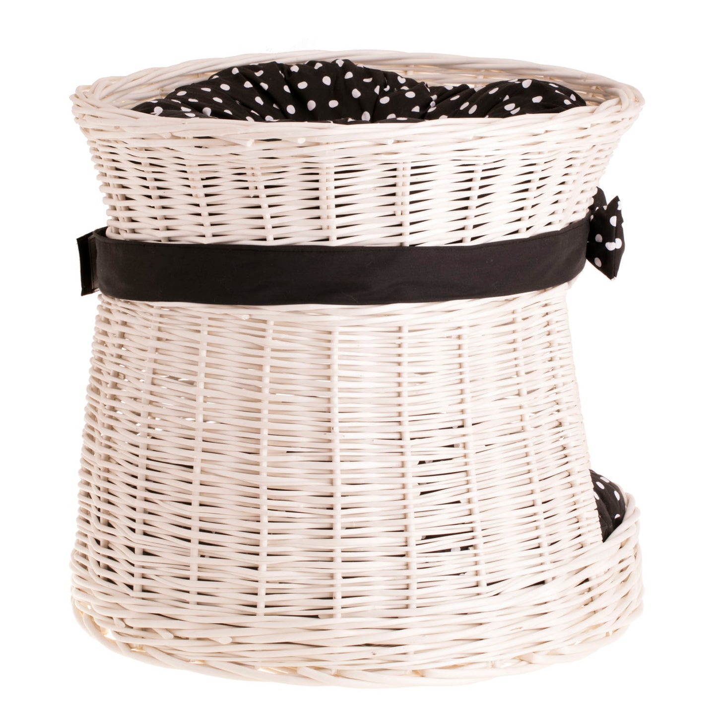 Eralis wiklinowy kosz dla kota dwupoziomowy, z poduszkami i kokardą TheWickerStories