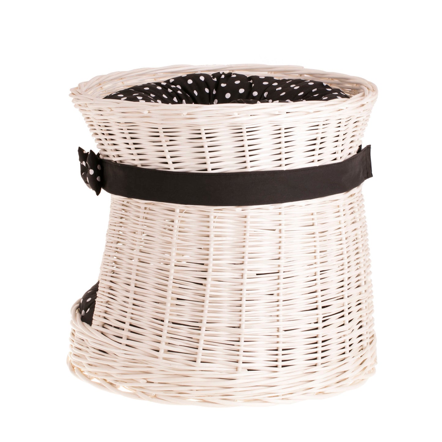 Eralis wiklinowy kosz dla kota dwupoziomowy, z poduszkami i kokardą TheWickerStories