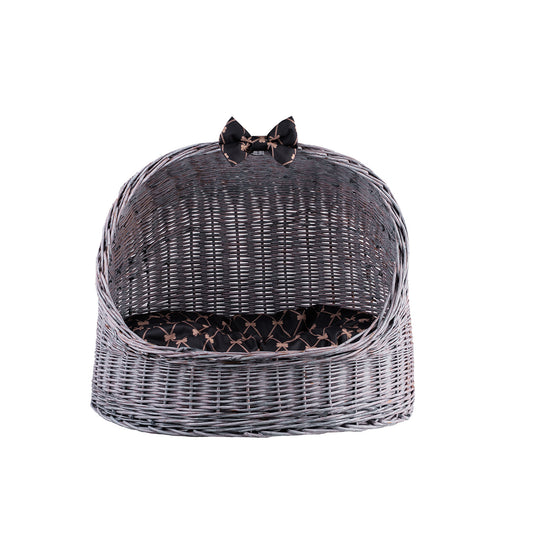 Elarion wiklinowy domek dla kota i małego psa z poduszką TheWickerStories