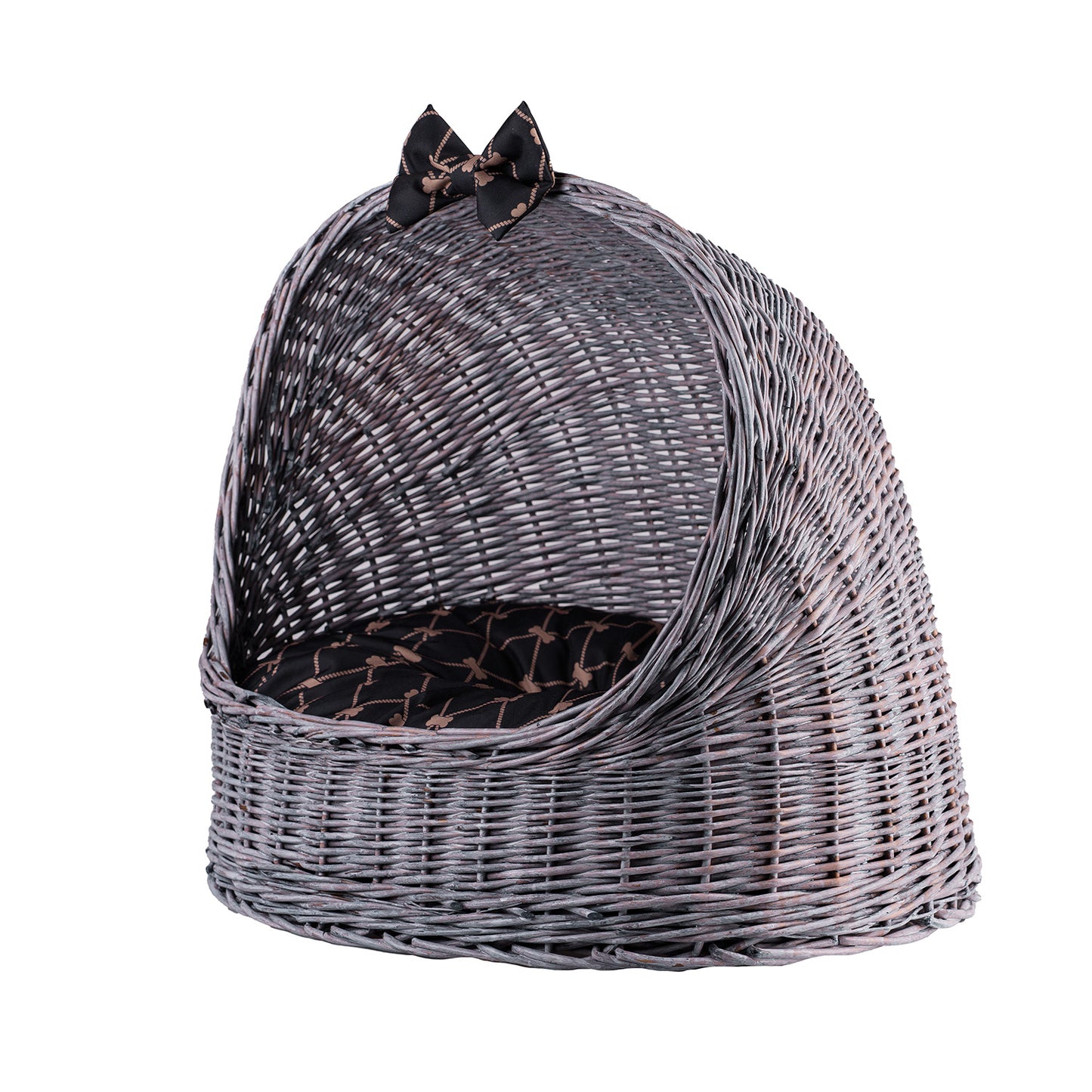 Elarion wiklinowy domek dla kota i małego psa z poduszką TheWickerStories