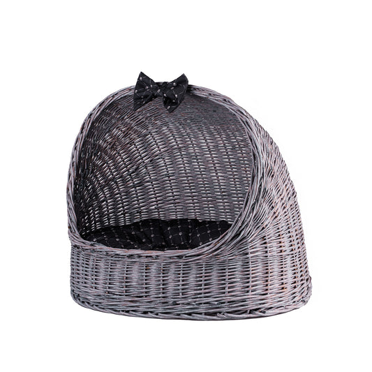 Elarion wiklinowy domek dla kota i psa z poduszką TheWickerStories