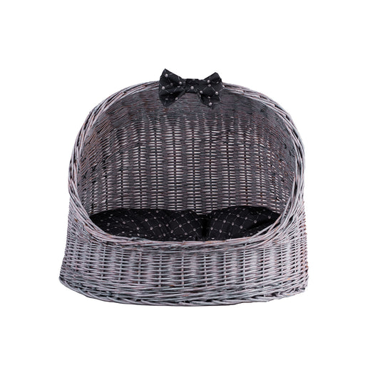 Elarion wiklinowy domek dla kota i psa z poduszką TheWickerStories