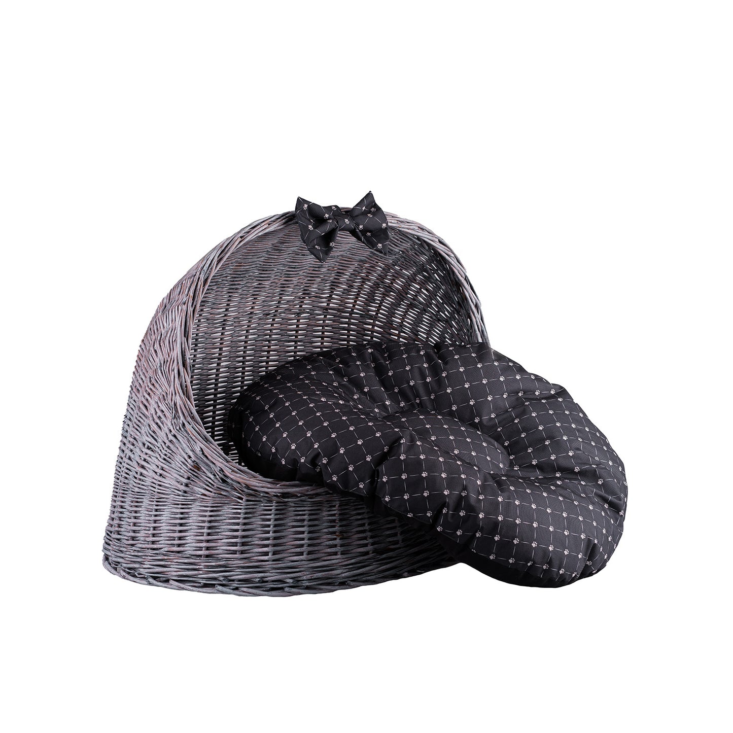 Elarion wiklinowy domek dla kota i psa z poduszką TheWickerStories