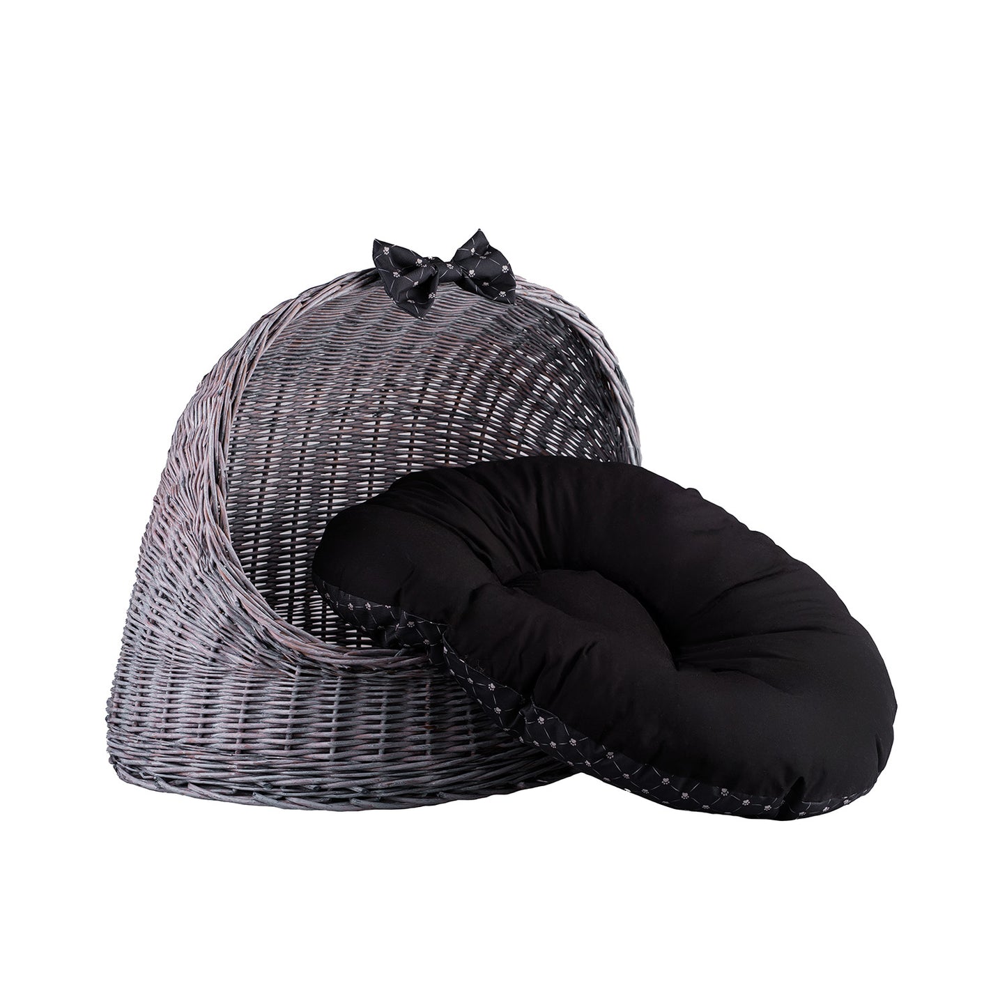 Elarion wiklinowy domek dla kota i psa z poduszką TheWickerStories