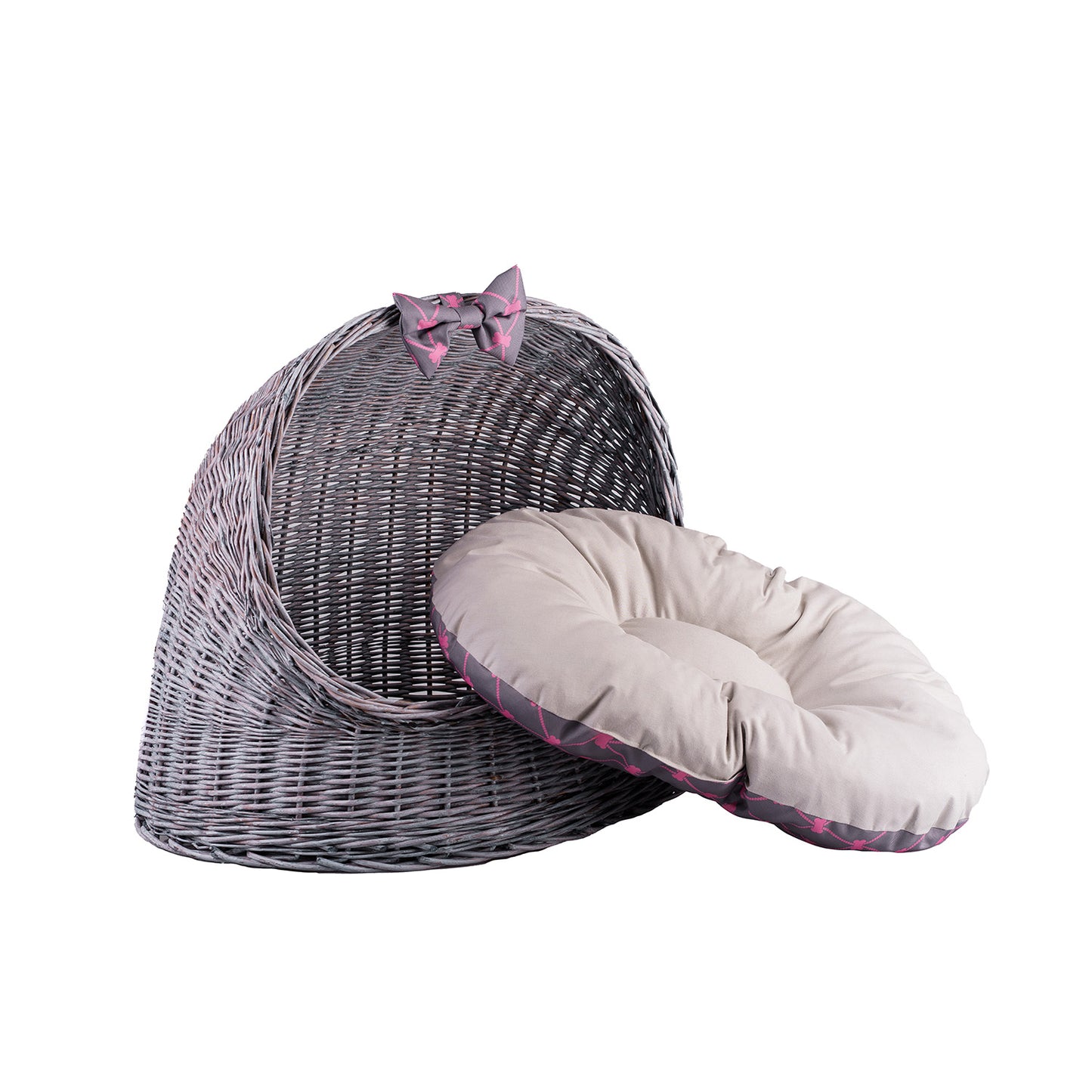 Elarion wiklinowy domek dla kota i małego psa, z poduszką TheWickerStories