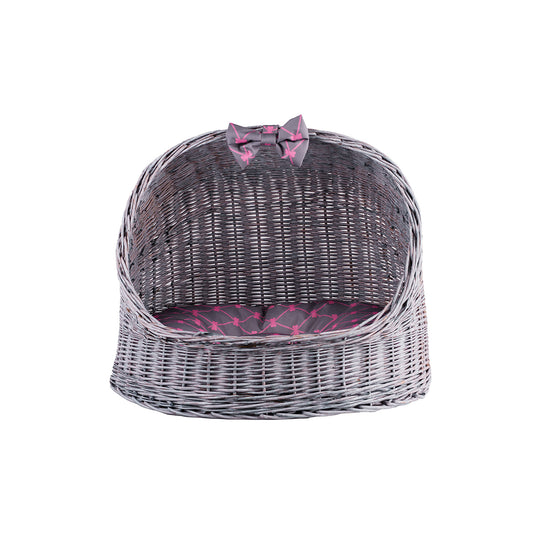 Elarion wiklinowy domek dla kota i małego psa, z poduszką TheWickerStories