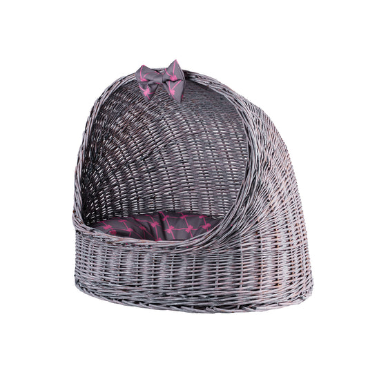 Elarion wiklinowy domek dla kota i małego psa, z poduszką TheWickerStories