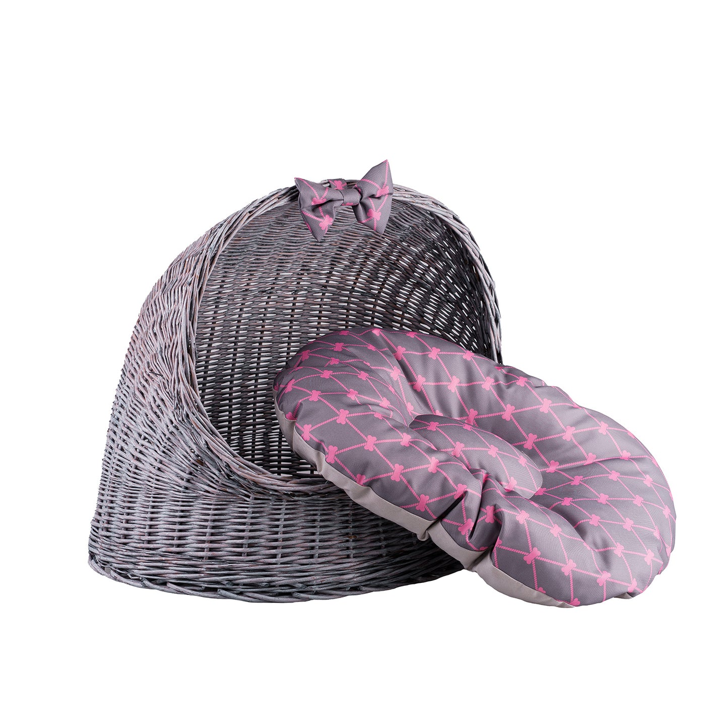 Elarion wiklinowy domek dla kota i małego psa, z poduszką TheWickerStories