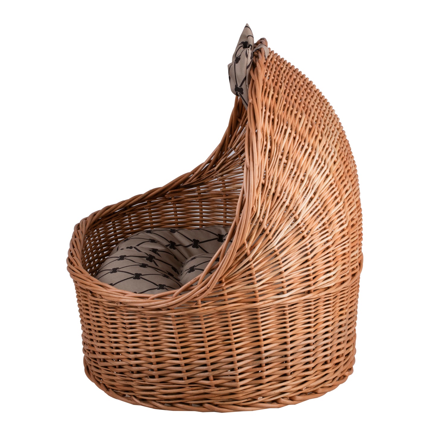 Elarion wiklinowy kosz dla kota i psa z beżową poduszką TheWickerStories