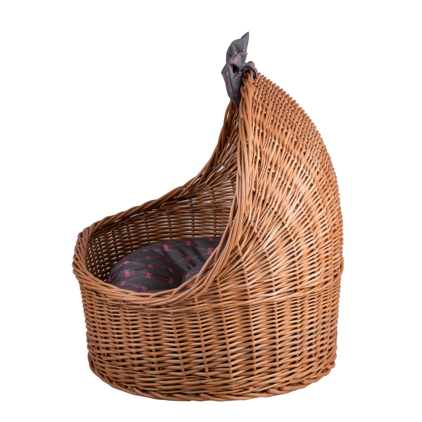 Elarion wiklinowy domek dla psa i kota z poduszką i kokardą TheWickerStories