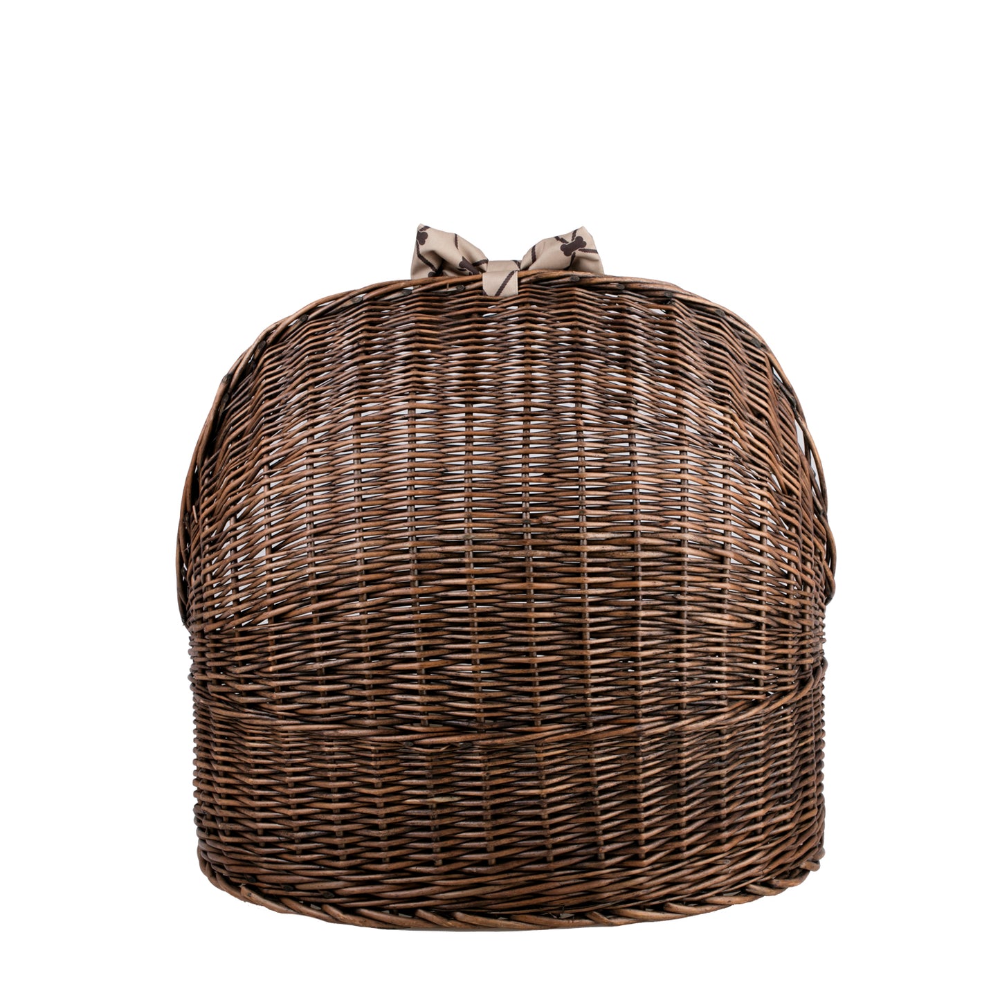 Elsa wiklinowy koszyk legowisko dla zwierząt z beżową poduszką i kokardą TheWickerStories