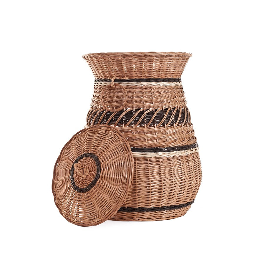 Meliora wiklinowy kosz na pranie do łazienki i pralni, z pokrywą TheWickerStories