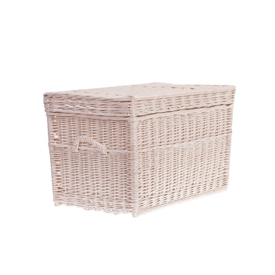 Kalvina wiklinowy kosz do przechowywania na pranie i zabawki, z pokrywą i uchwytami TheWickerStories