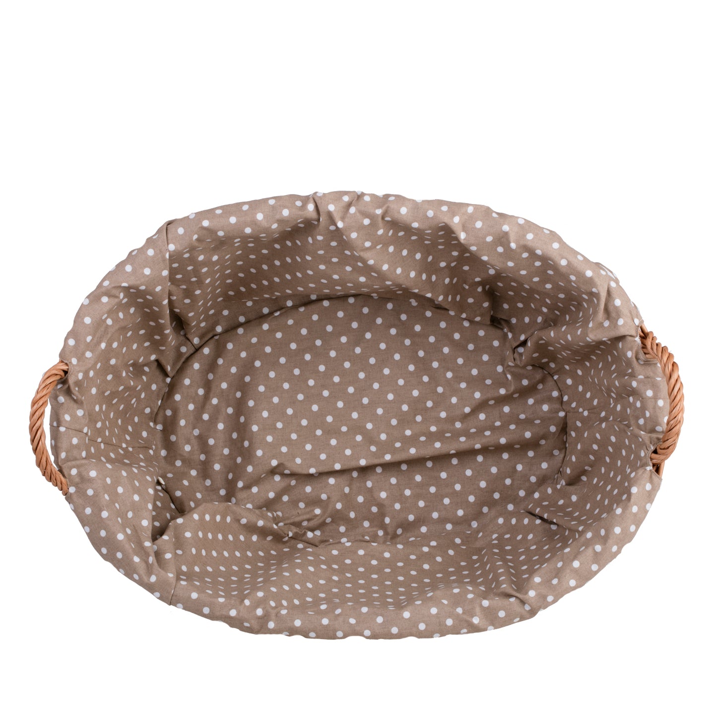 Milvus wiklinowy kosz z beżowym obszyciem i uchwytami TheWickerStories