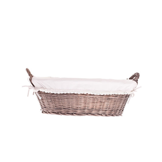 Milvus wiklinowy kosz z beżowym obszyciem i uchwytami TheWickerStories