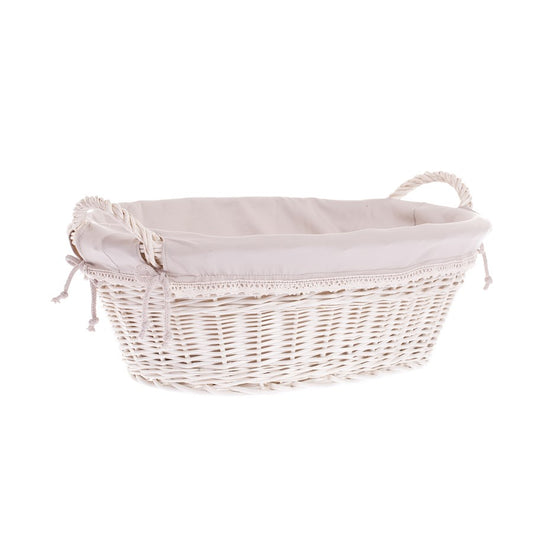 Milvus wiklinowy kosz z beżowym obszyciem i uchwytami TheWickerStories