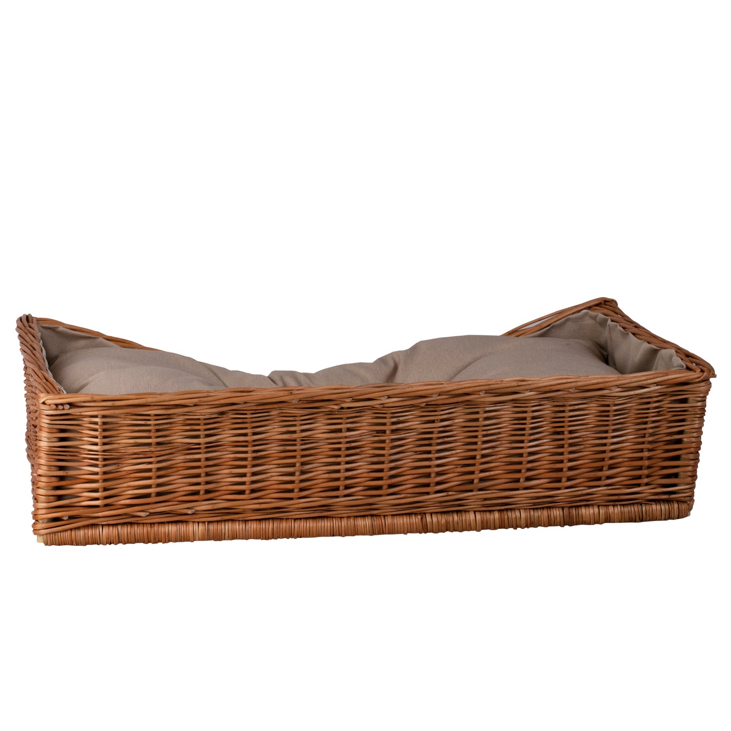 Eris wiklinowy kosz dla psa i kota z beżowym obszyciem i poduszką TheWickerStories