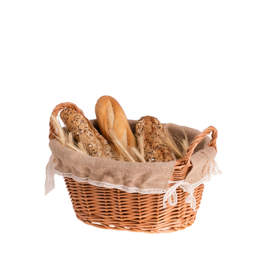 Lumis wiklinowy koszyczek na pieczywo z jutowym obszyciem TheWickerStories