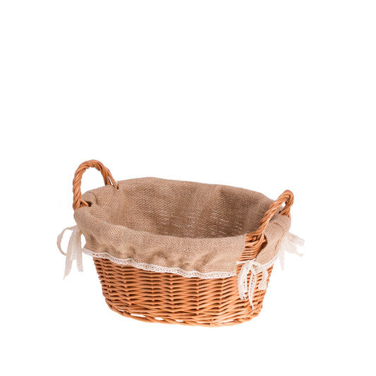Lumis wiklinowy koszyczek na pieczywo z jutowym obszyciem TheWickerStories