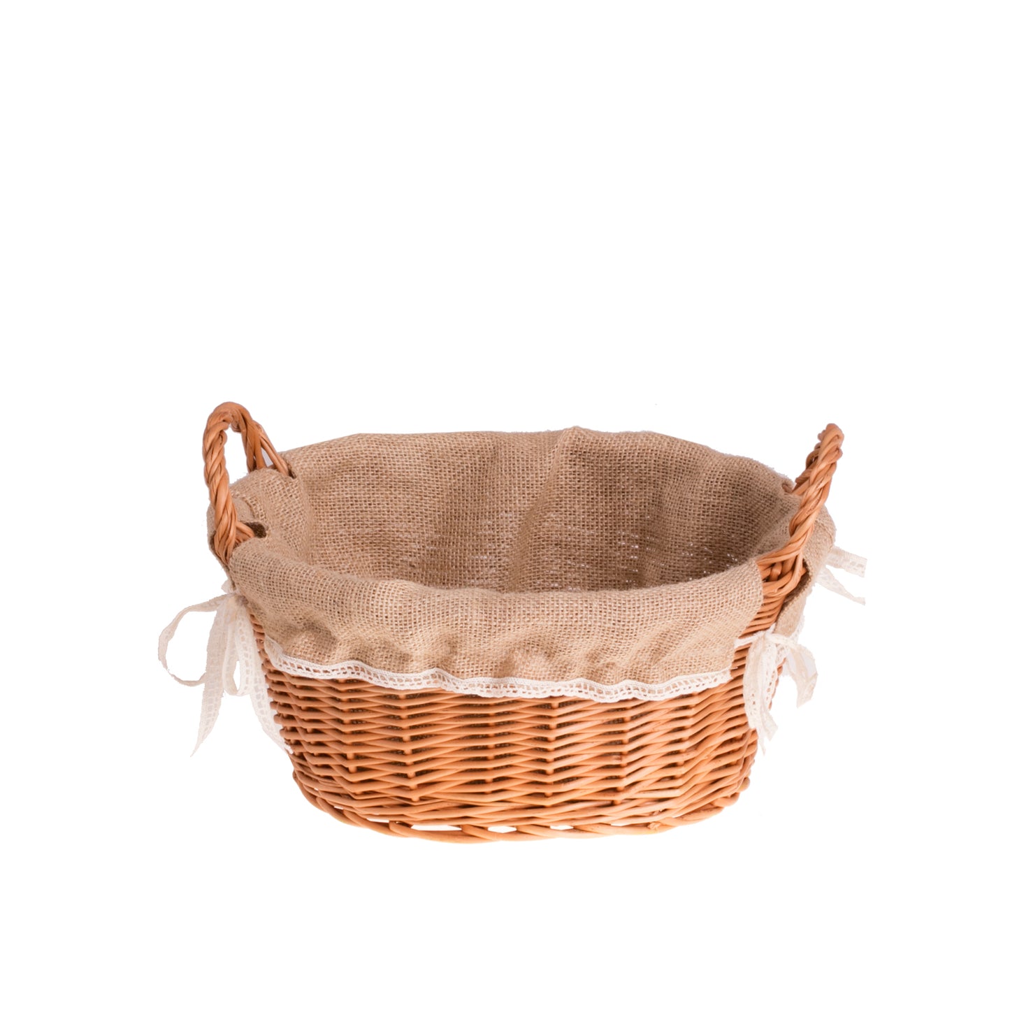 Lumis wiklinowy koszyczek na pieczywo z jutowym obszyciem TheWickerStories