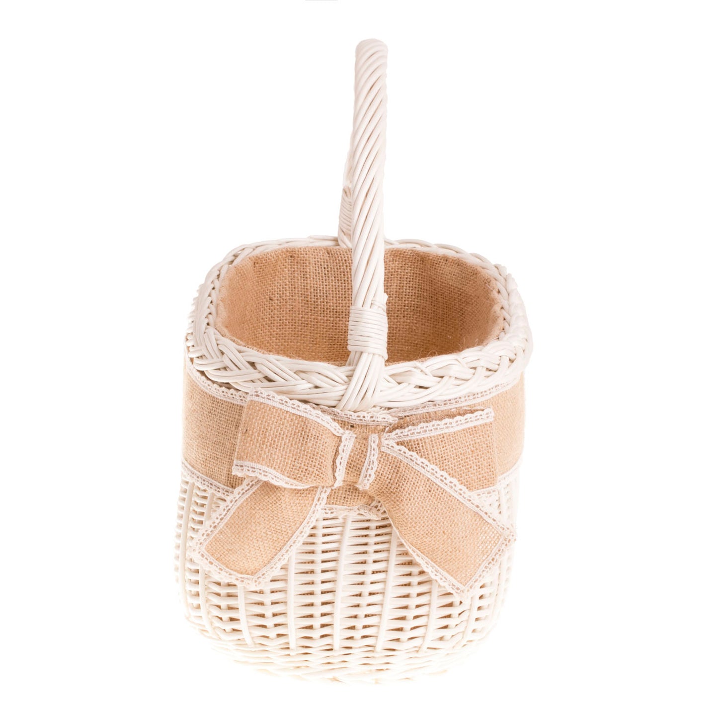 Wictorissa kosz na zakupy z rączką wiklinową i obszyciem jutowym TheWickerStories