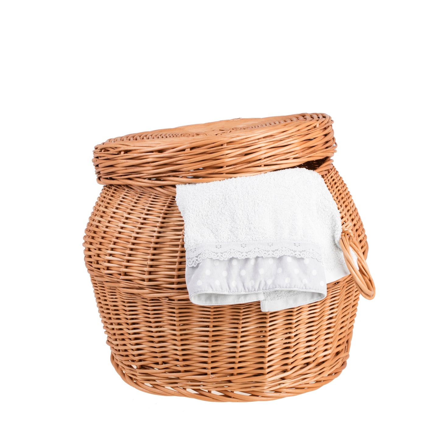 Marlis wiklinowy kosz na pranie z pokrywą i uchwytami TheWickerStories