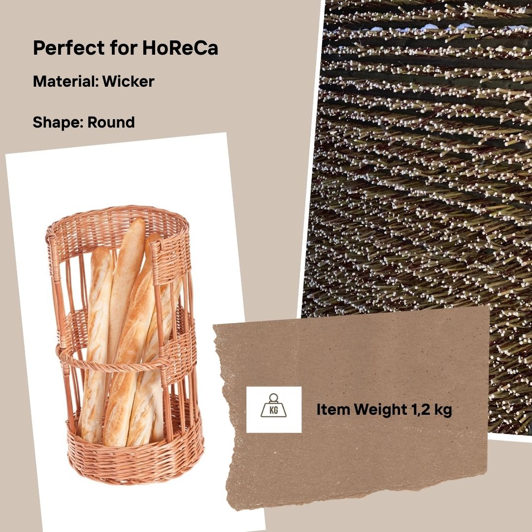 Bigno wiklinowy kosz na bagietki do piekarni i sklepu TheWickerStories
