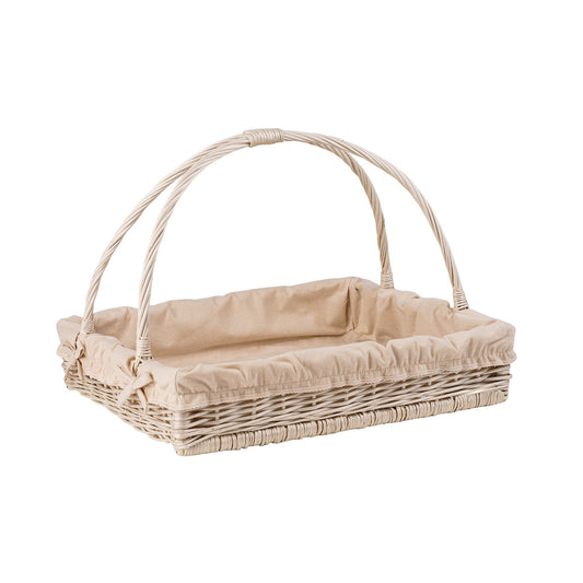 Allium wiklinowy kosz na serwowanie z kremowym obszyciem, z uchwytami