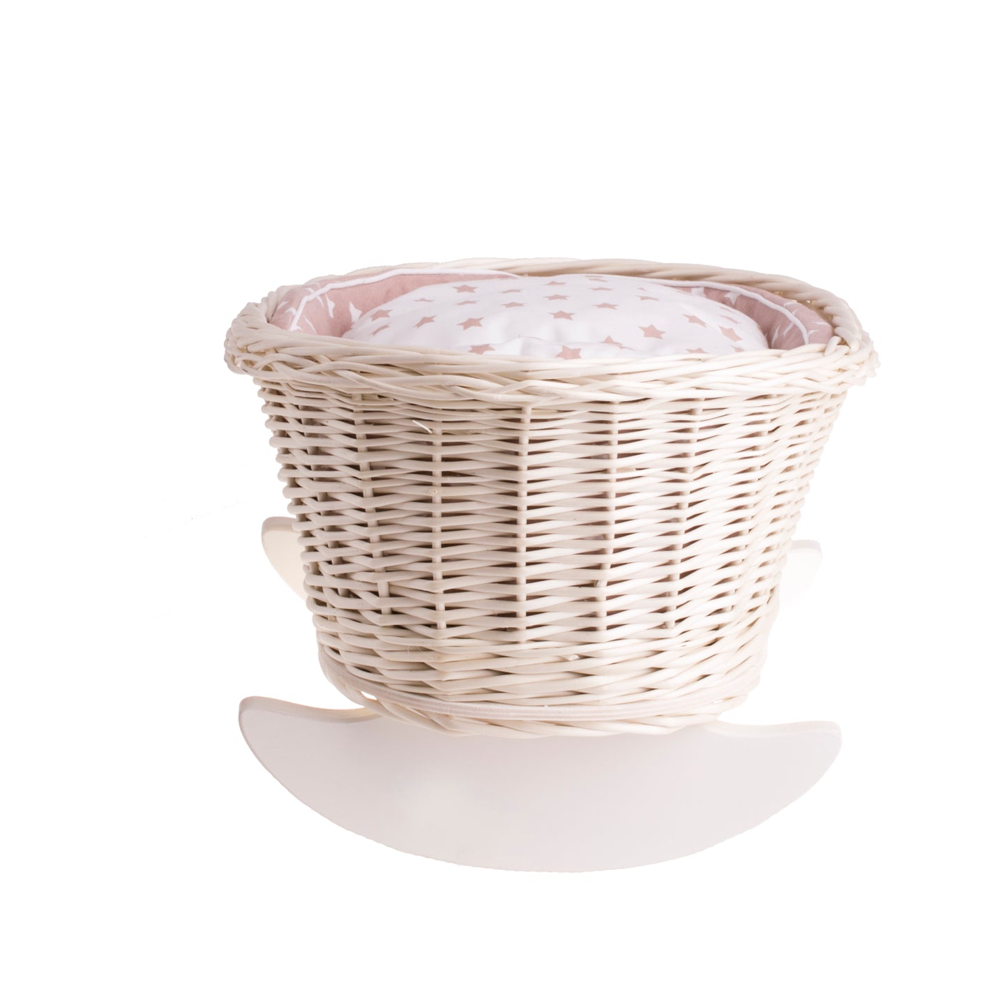 Mimi wiklinowa kołyska dla lalek z beżowym obszyciem, poduszką i kołderką TheWickerStories