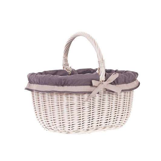 Walerissa kosz na zakupy z rączką wiklinową i szarym obszyciem TheWickerStories