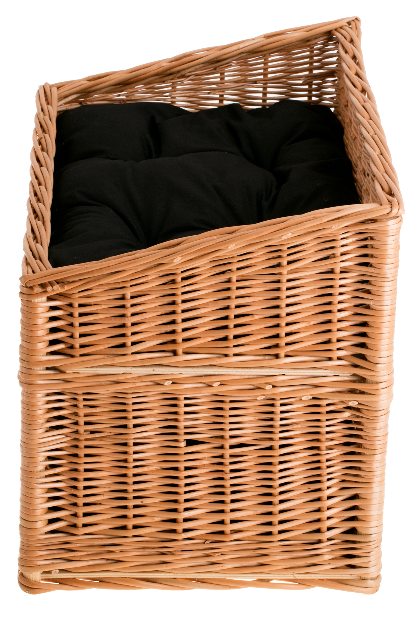 Estrella wiklinowy domek dla kota z dwiema poduszkami, dwupoziomowy TheWickerStories