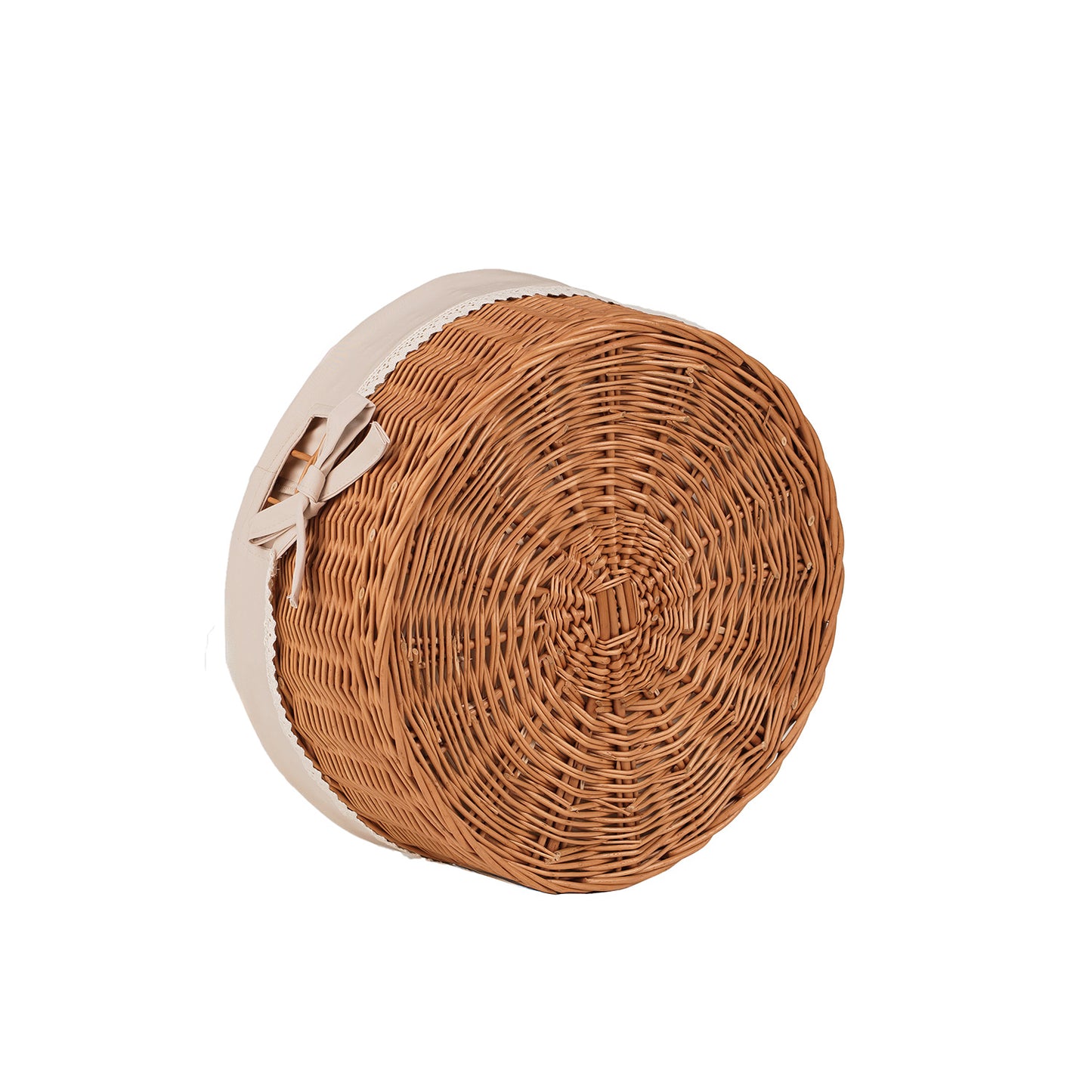 Nova zestaw 2 wiklinowych koszyczków z beżowym obszyciem TheWickerStories