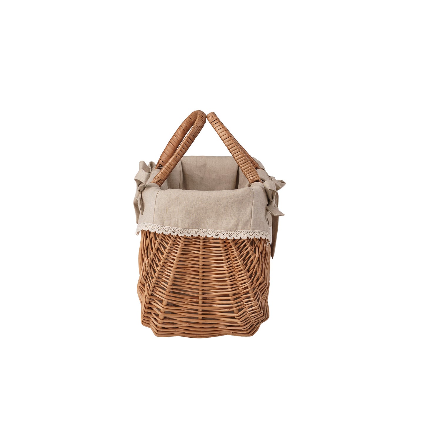 Werlissa wiklinowy koszyk z beżowym obszyciem i rączkami TheWickerStories