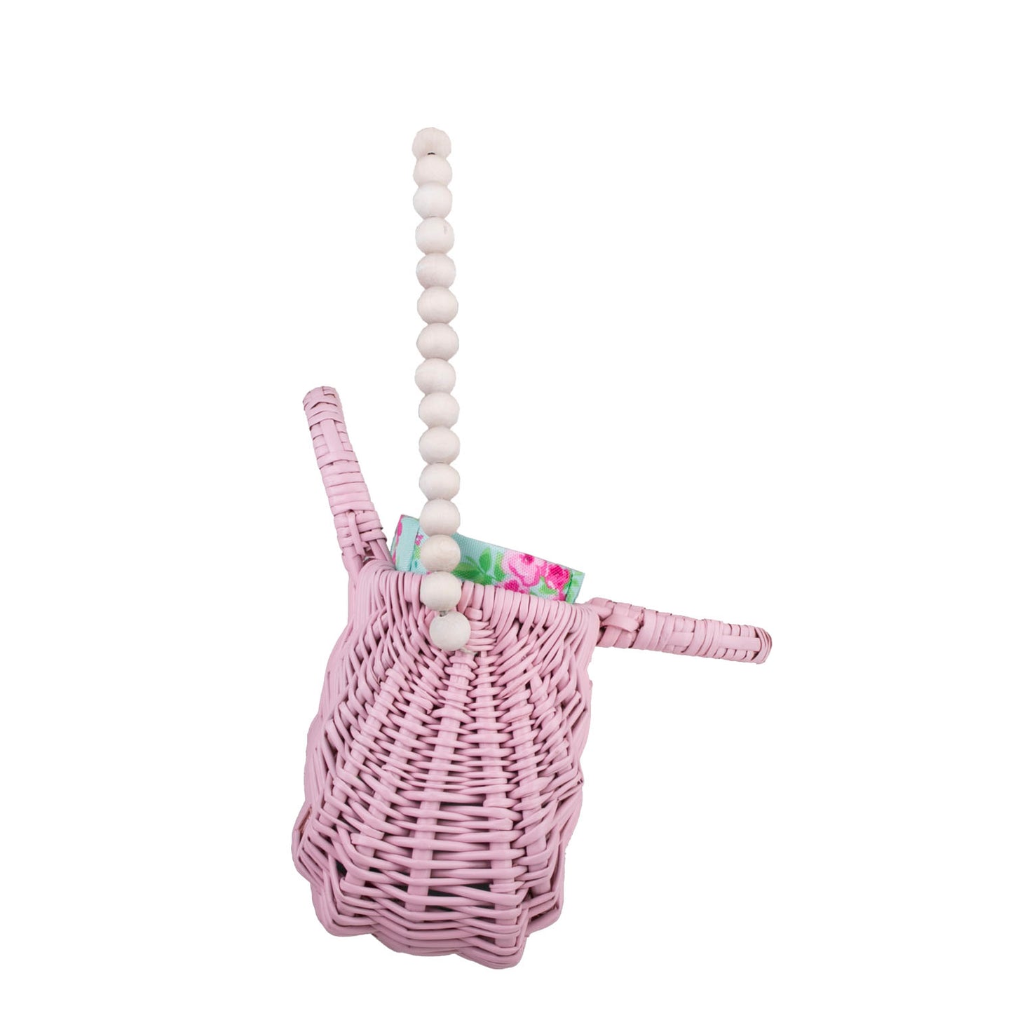 Werlissa wiklinowy koszyk-torebka damska z miętowym obszyciem, z rączką i ozdobnymi koralikami TheWickerStories