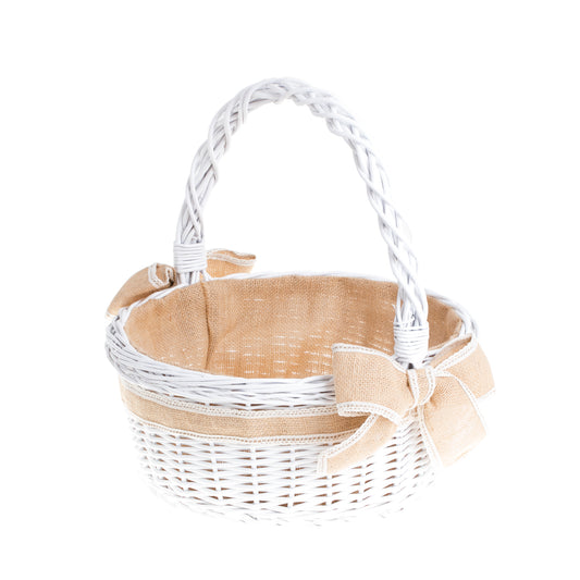 Zalvina wiklinowy kosz prezentowy na uroczystości z jutowym obszyciem, z rączką TheWickerStories