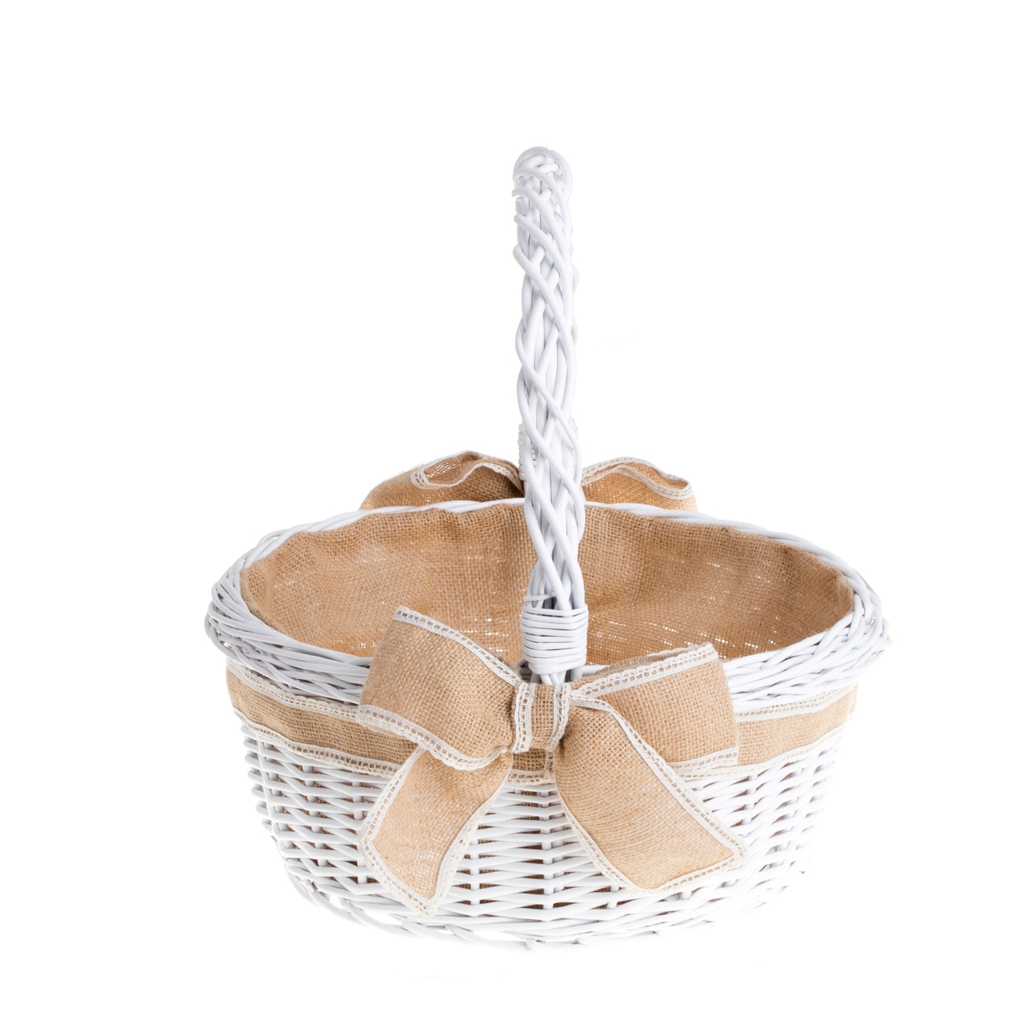 Zalvina wiklinowy kosz prezentowy na uroczystości z jutowym obszyciem, z rączką TheWickerStories