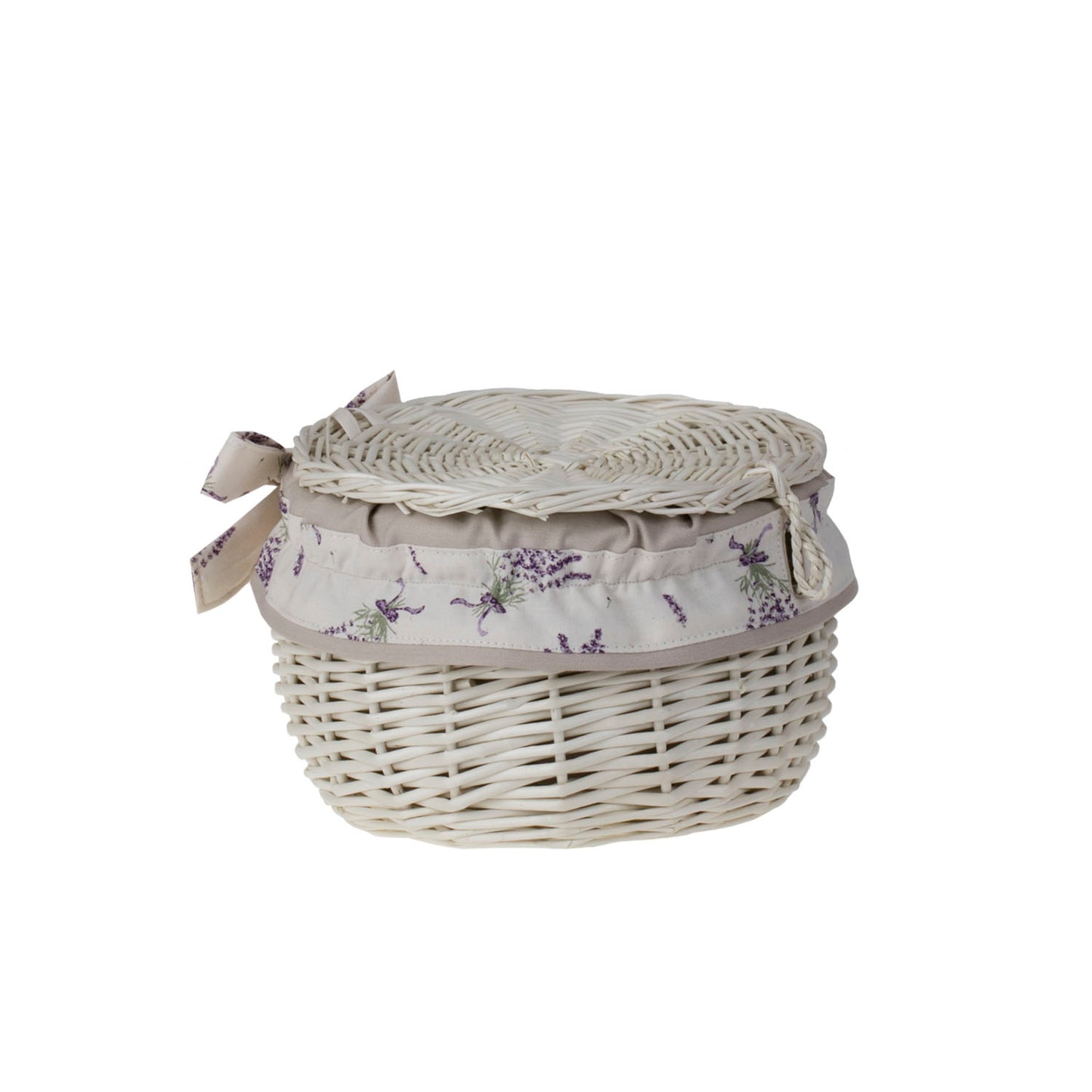 Wiloris wiklinowy kuferek na biżuterię z kremowym obszyciem, z pokrywą i kokardą TheWickerStories