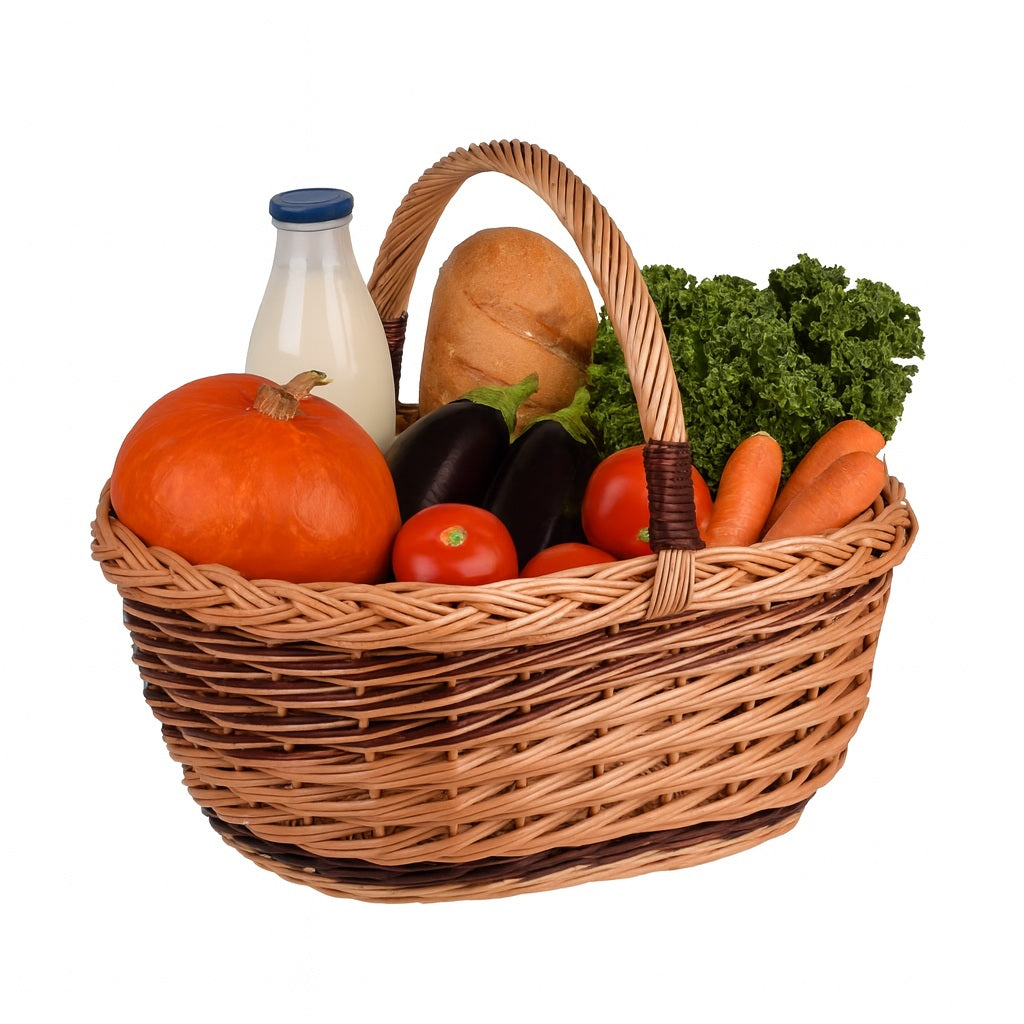 Wilma wiklinowy kosz na zakupy z rączką TheWickerStories