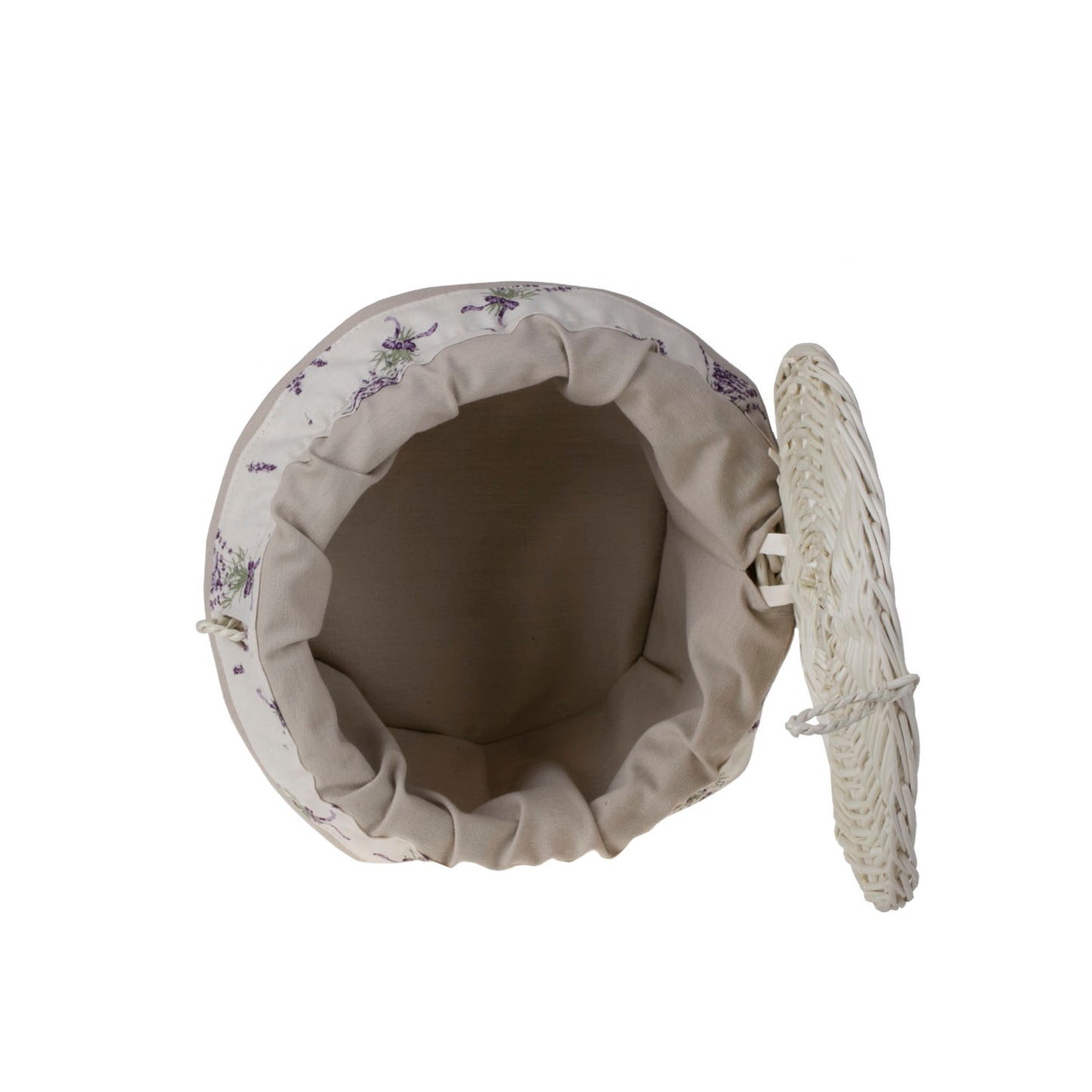 Wiloris wiklinowy kuferek na biżuterię z kremowym obszyciem, z pokrywą i kokardą TheWickerStories